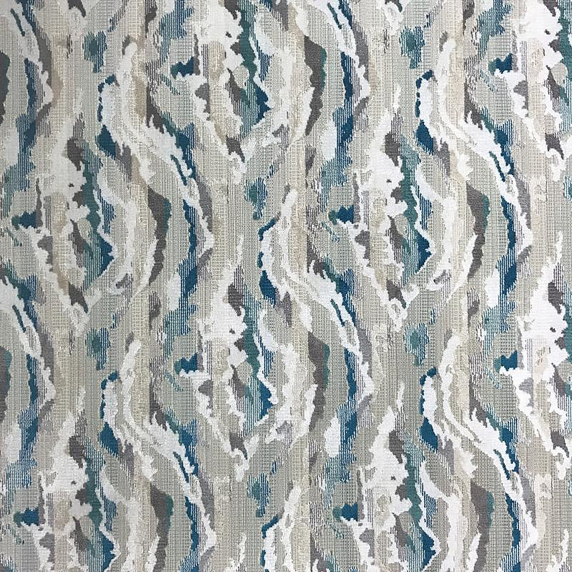 Atlas Fabric in color Peacock is a Abstract Wave Multicolor Velvet Fabric pattern good for Drapery & Curtain Fabric and Upholstery Fabric
