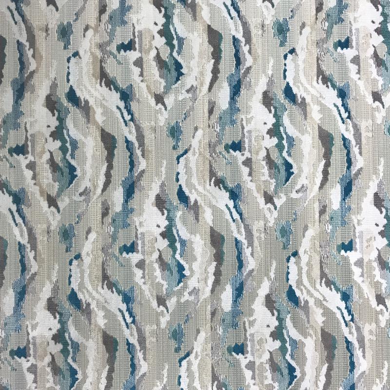 Atlas Fabric in color Peacock is a Abstract Wave Multicolor Velvet Fabric pattern good for Drapery & Curtain Fabric and Upholstery Fabric