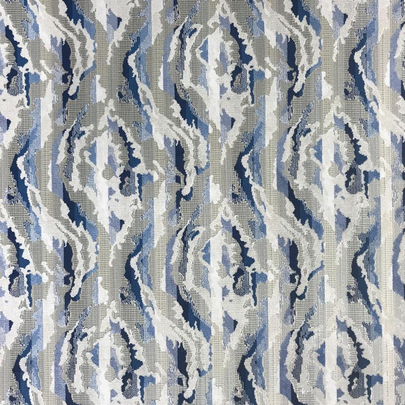 Atlas Fabric in color Navy is a Abstract Wave Multicolor Velvet Fabric pattern good for Drapery & Curtain Fabric and Upholstery Fabric