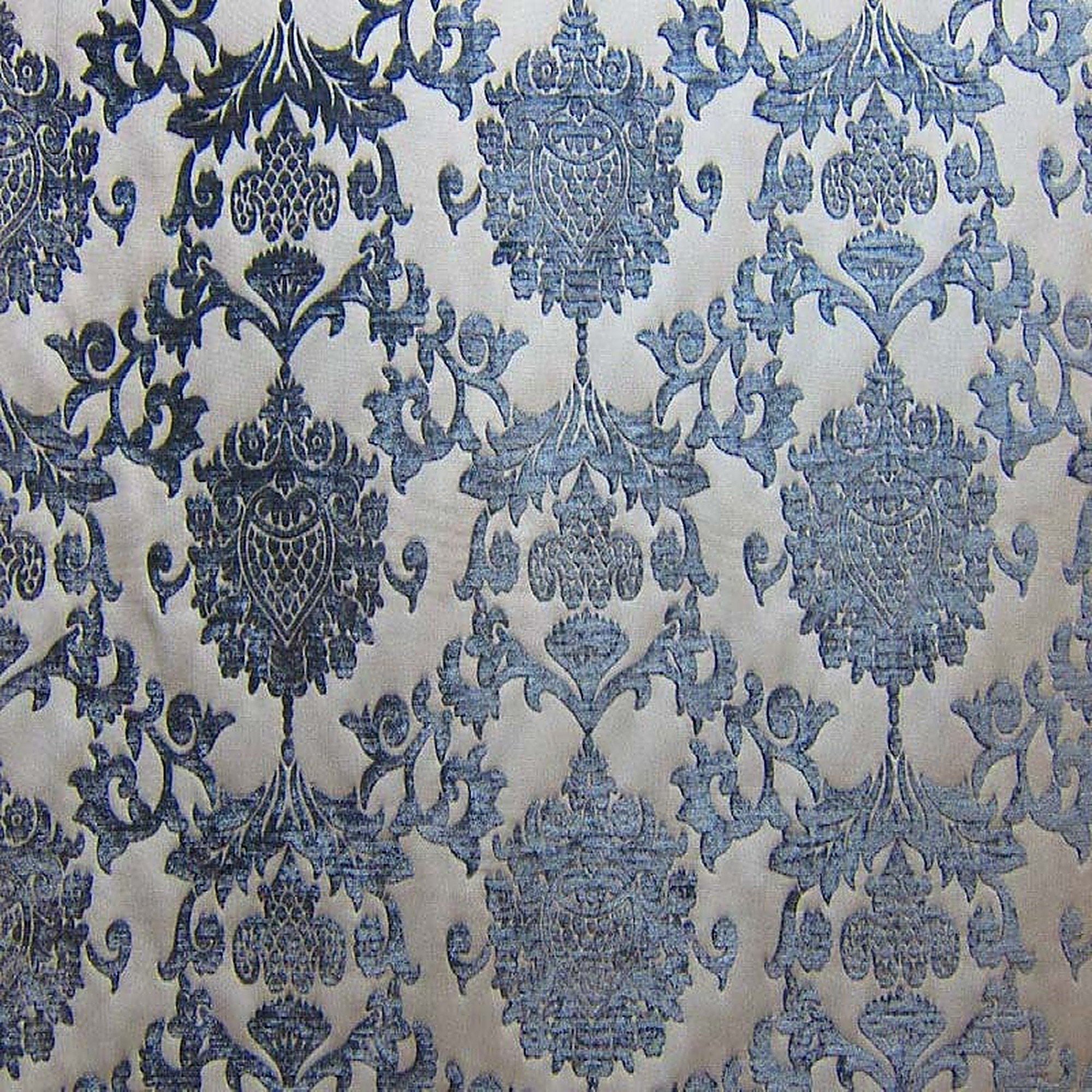 Barneys Fabric in color Charcoal is a Damask Chenille Fabric pattern good for Drapery & Curtain Fabric and Upholstery Fabric