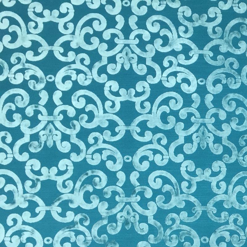 Brianna Fabric in color Jade is a Floral Velvet Fabric pattern good for Drapery & Curtain Fabric and Upholstery Fabric