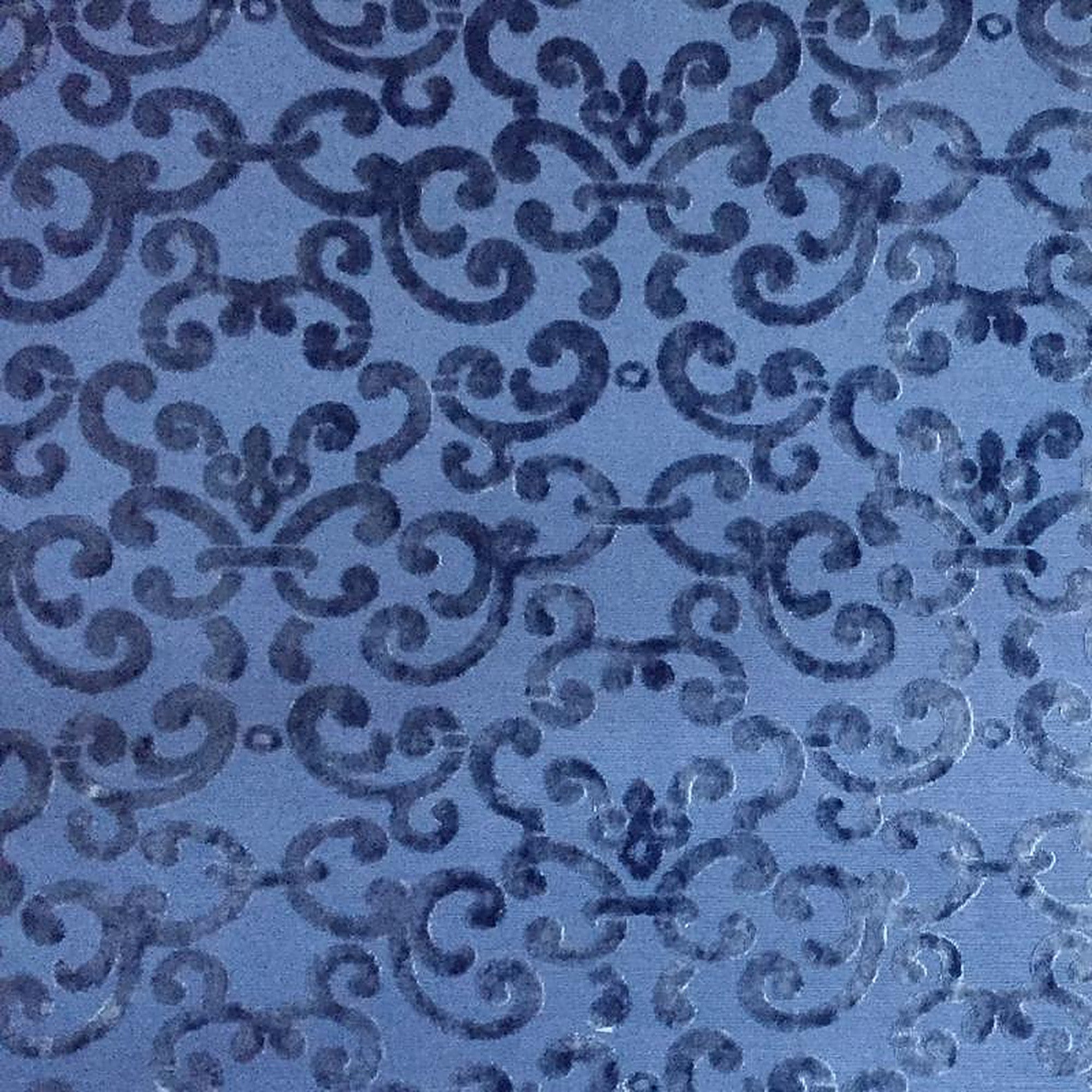 Brianna Fabric in color Sapphire is a Floral Velvet Fabric pattern good for Drapery & Curtain Fabric and Upholstery Fabric