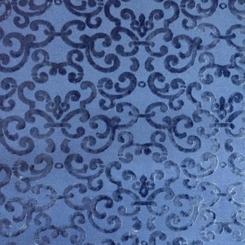 Brianna Fabric in color Sapphire is a Floral Velvet Fabric pattern good for Drapery & Curtain Fabric and Upholstery Fabric