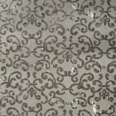 Brianna Fabric in color Gray is a Floral Velvet Fabric pattern good for Drapery & Curtain Fabric and Upholstery Fabric