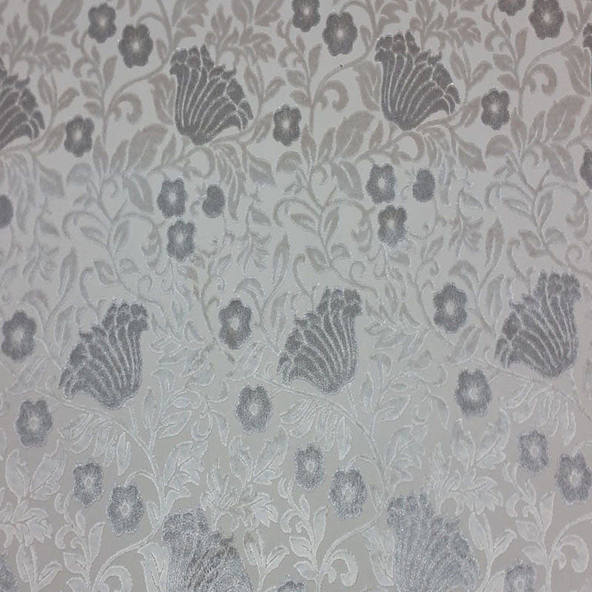 Bright Fabric in color White is a Metallic Floral Velvet Fabric pattern good for Drapery & Curtain Fabric and Upholstery Fabric