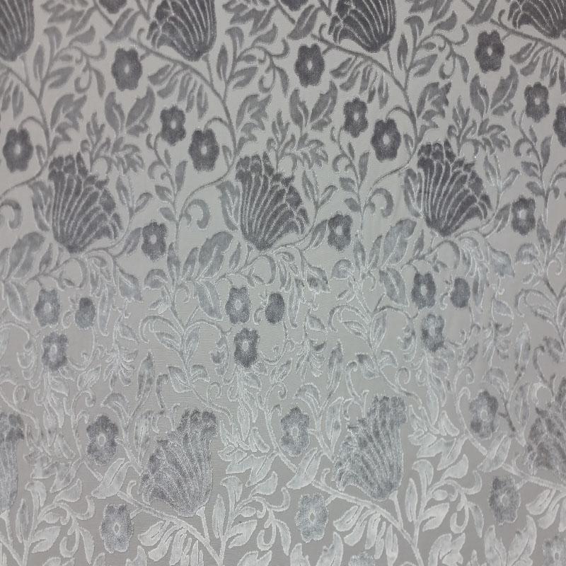 Bright Fabric in color Silver is a Metallic Floral Velvet Fabric pattern good for Drapery & Curtain Fabric and Upholstery Fabric
