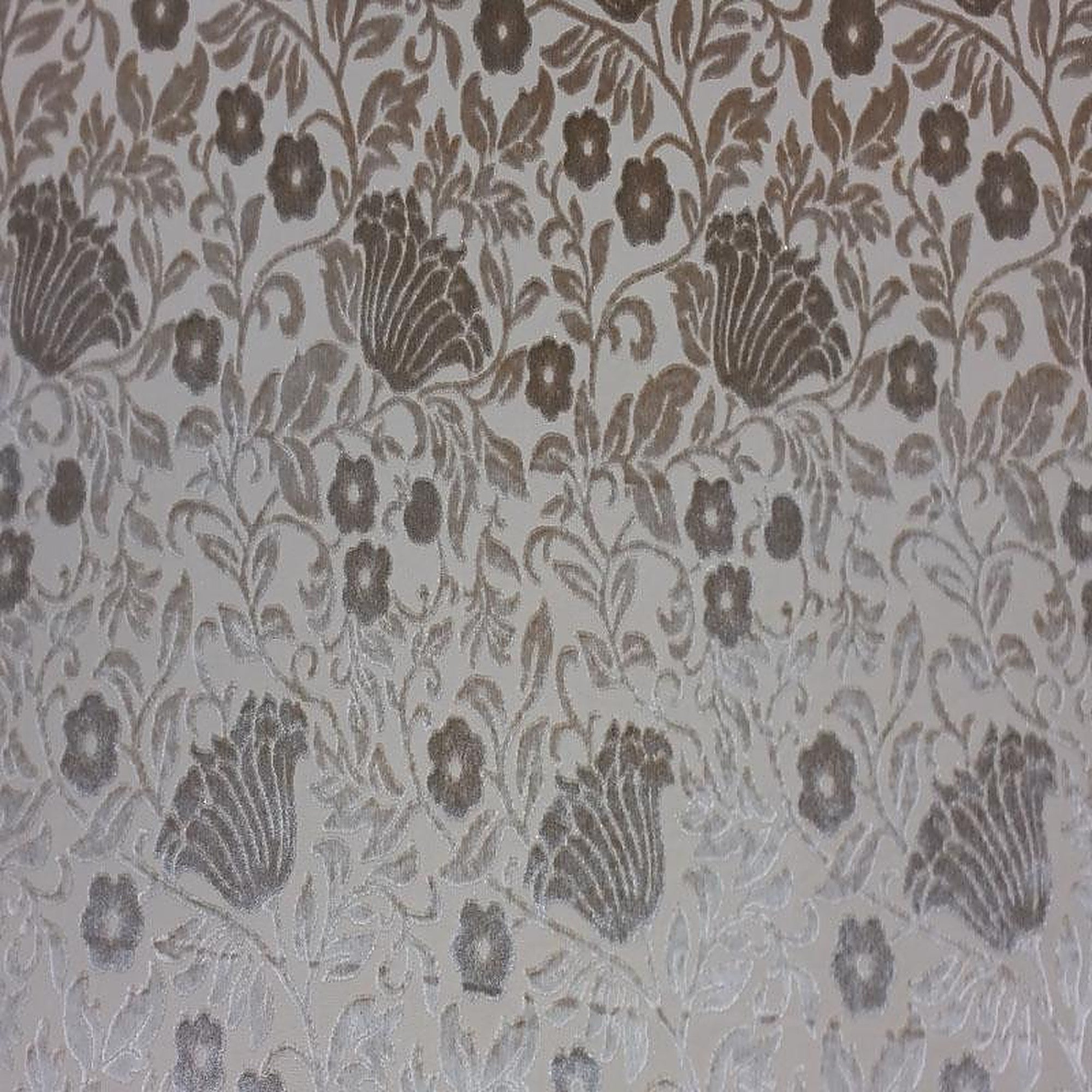 Bright Fabric in color Champagne is a Metallic Floral Velvet Fabric pattern good for Drapery & Curtain Fabric and Upholstery Fabric
