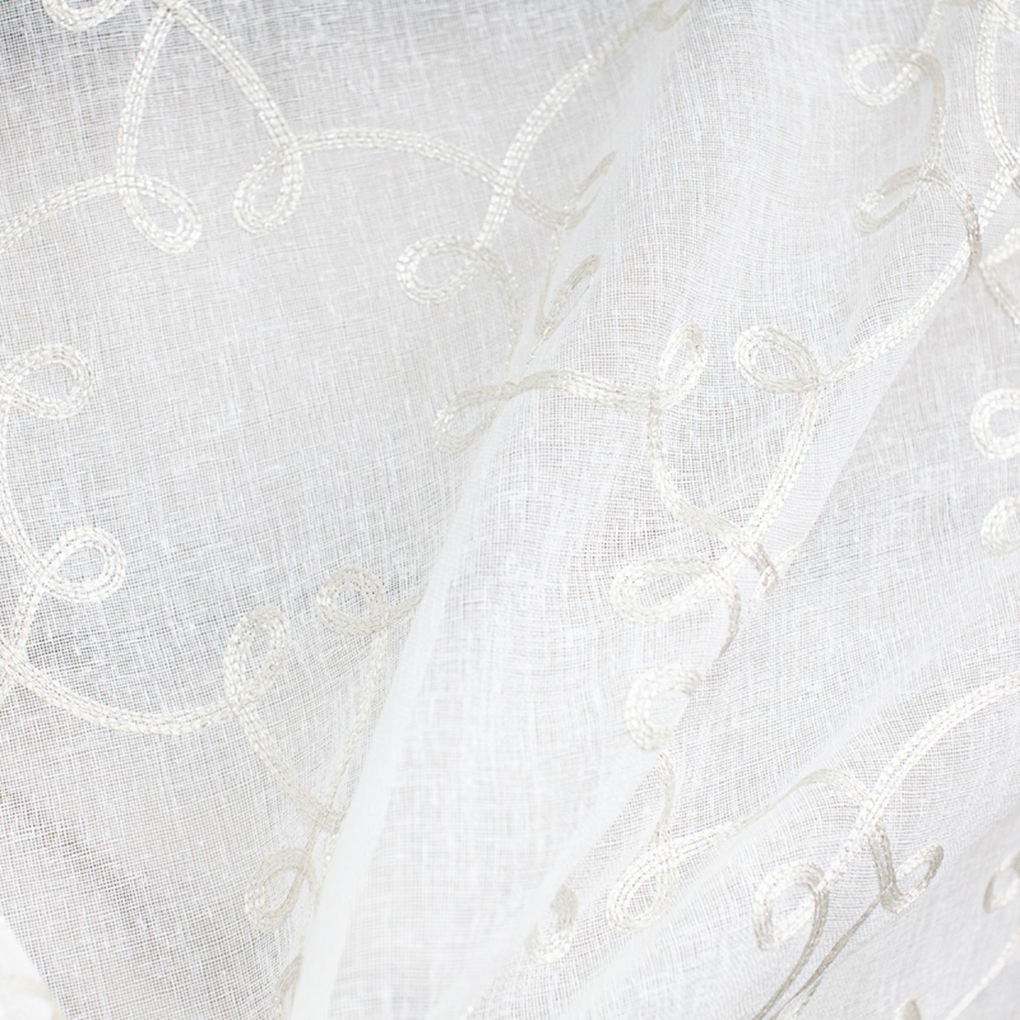 Casper Fabric in color Silver is an Embroidered Sheer Fabric that is good for Drapery & Curtain Fabric