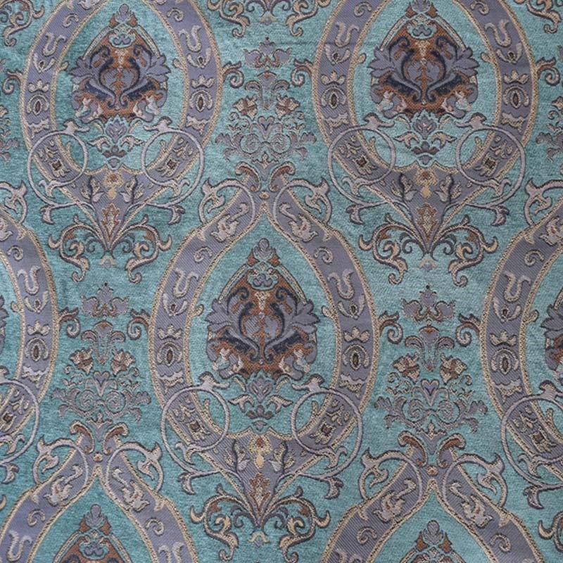 Ceasar Fabric in color Turquoise is a Floral Damask Chenille Fabric pattern good for Drapery & Curtain Fabric and Upholstery Fabric