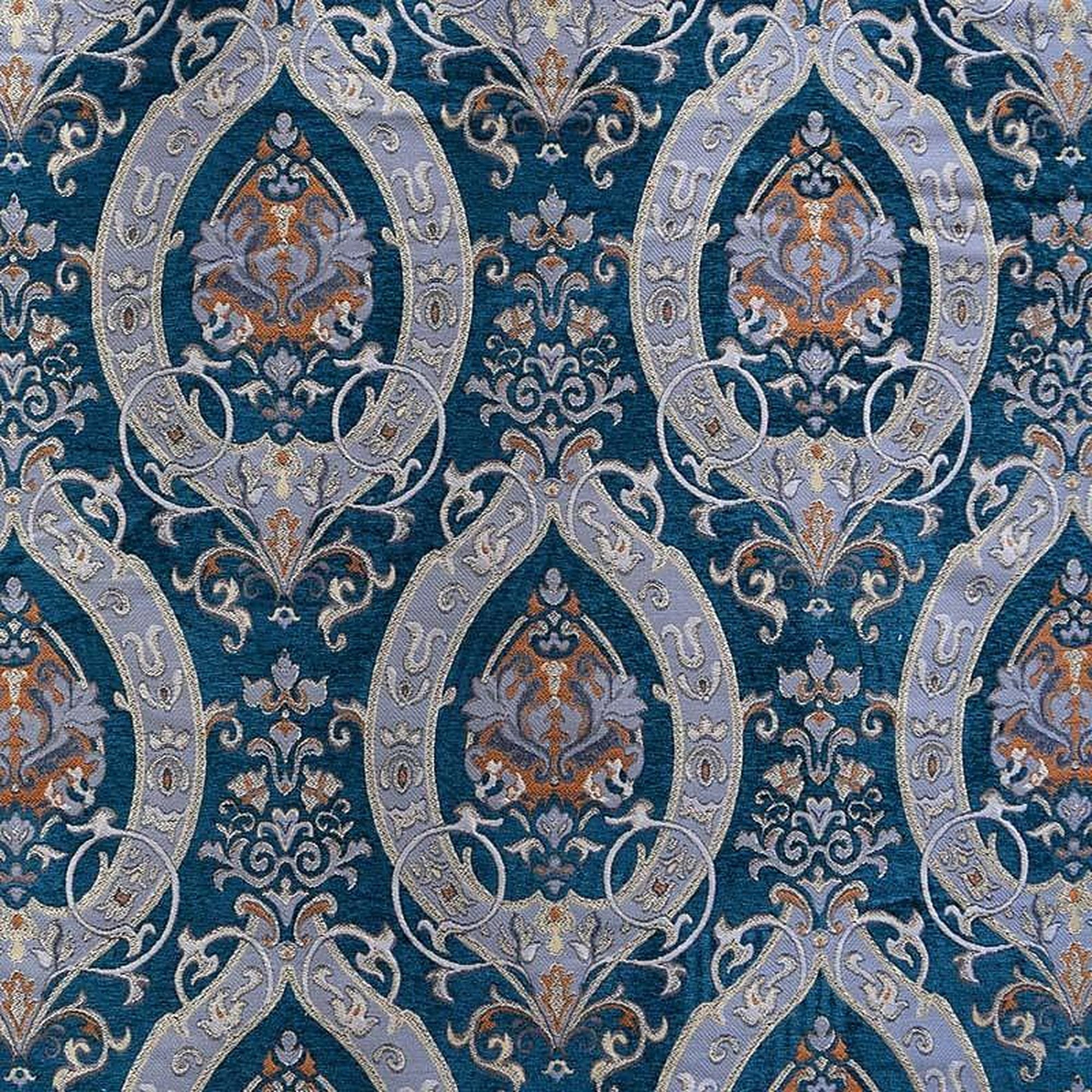 Ceasar Fabric in color Jade is a Floral Damask Chenille Fabric that is good for Drapery & Curtain Fabric and Upholstery Fabric