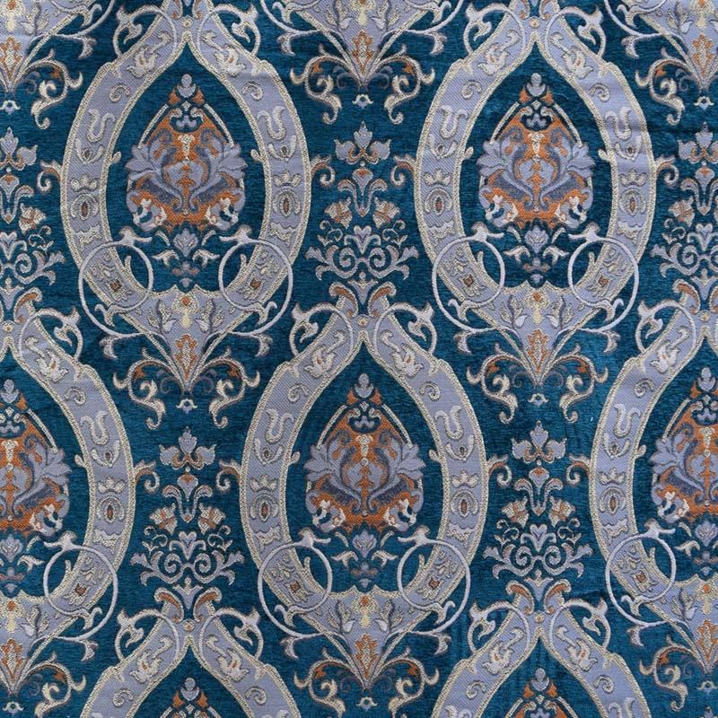 Ceasar Fabric in color Jade is a Floral Damask Chenille Fabric pattern good for Drapery & Curtain Fabric and Upholstery Fabric