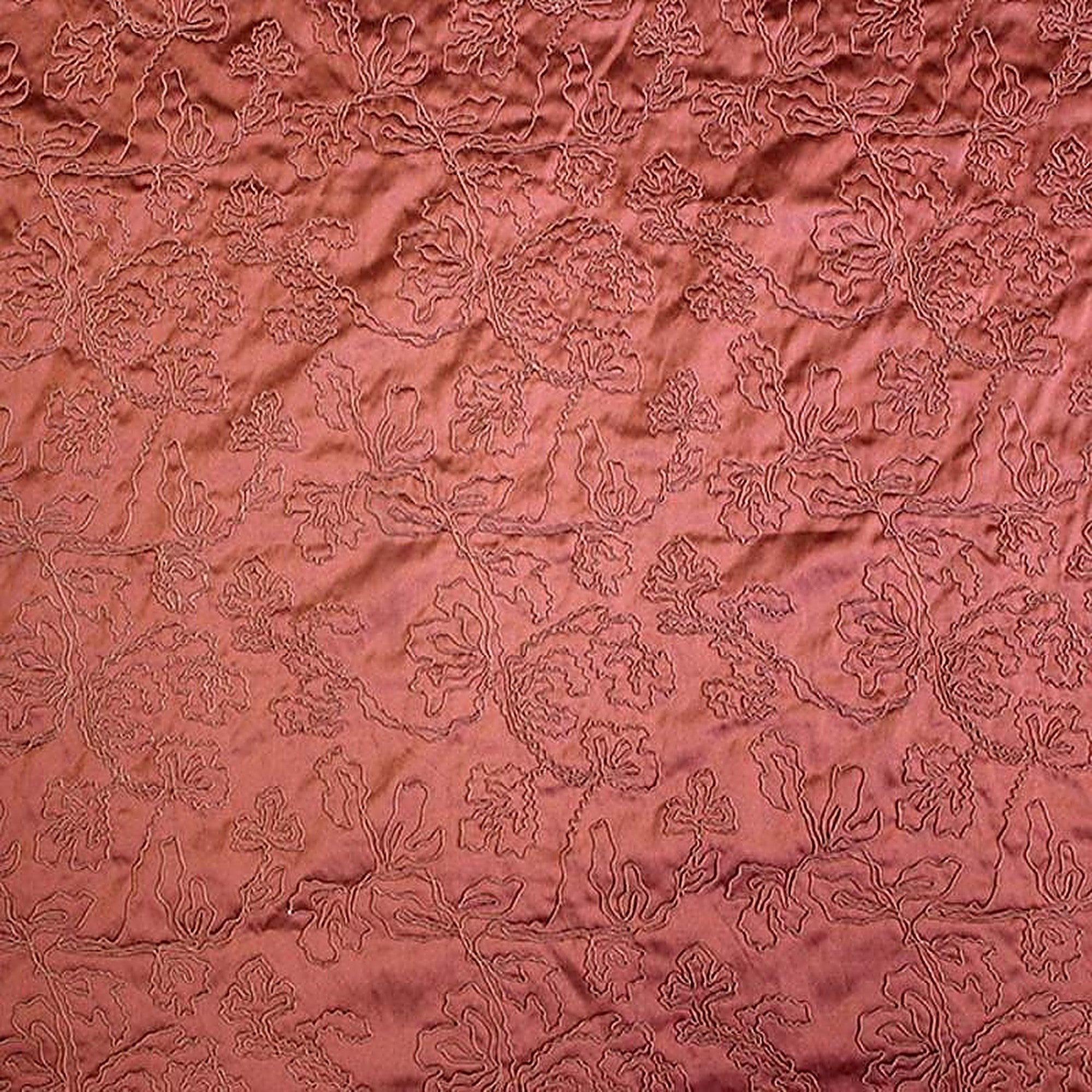 Dorsey Fabric in color Terracotta is a Abstract Floral Embroidered Fabric pattern good for Drapery & Curtain Fabric