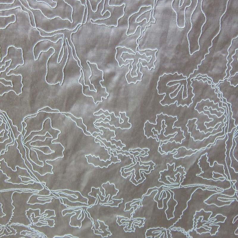 Dorsey Fabric in color Sand is a Abstract Floral Embroidered Fabric pattern good for Drapery & Curtain Fabric