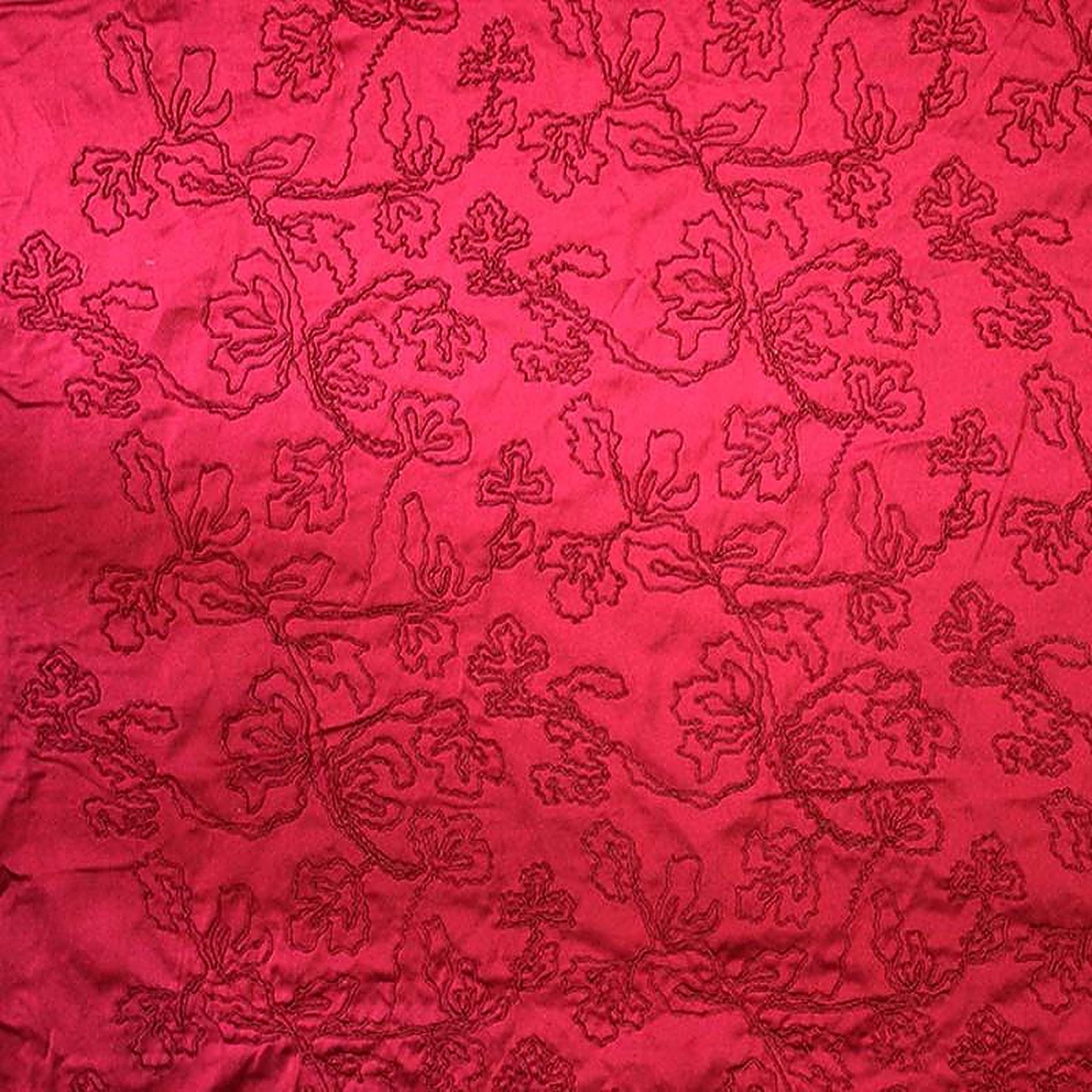 Dorsey Fabric in color Red is a Abstract Floral Embroidered Fabric pattern good for Drapery & Curtain Fabric
