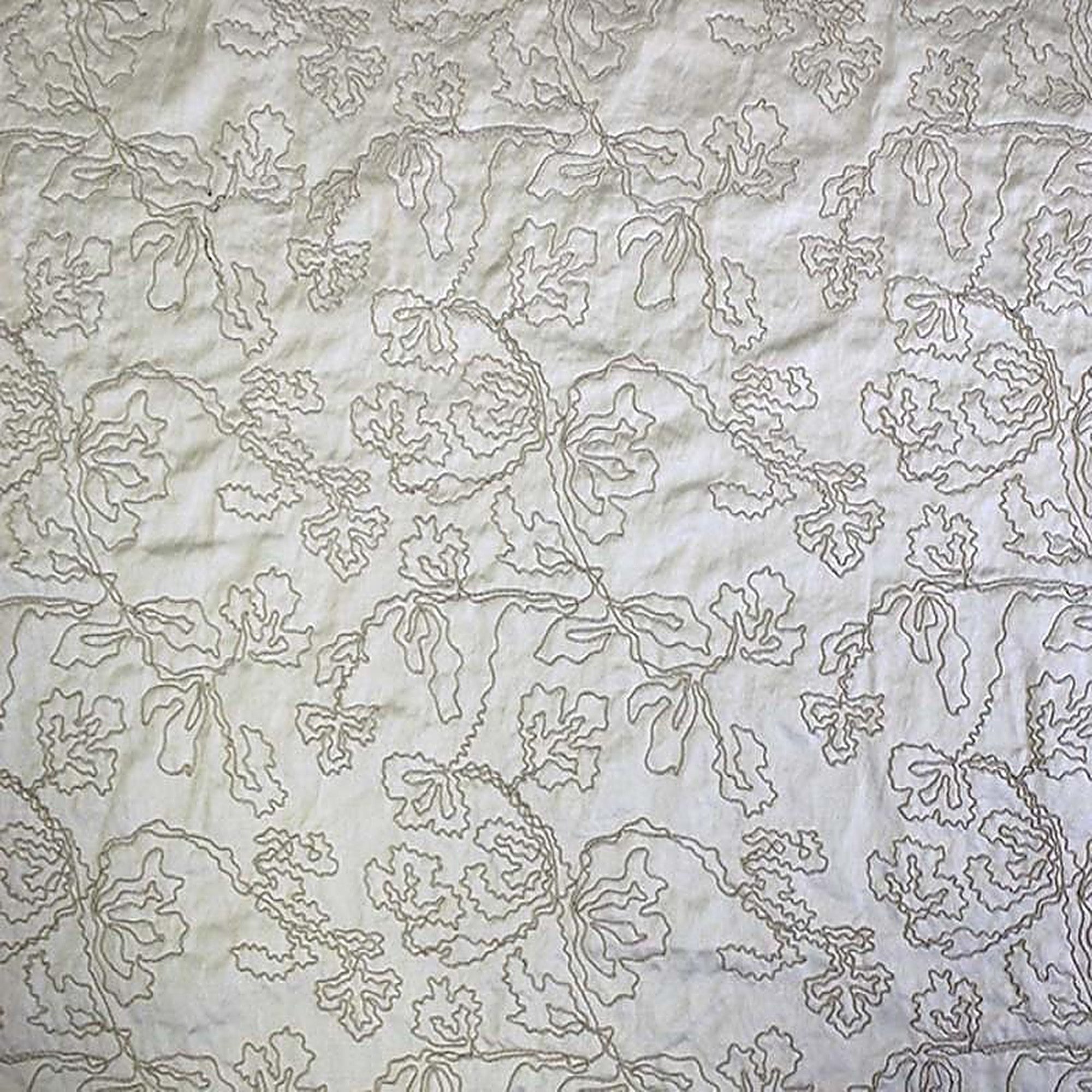 Dorsey Fabric in color Ivory is a Abstract Floral Embroidered Fabric pattern good for Drapery & Curtain Fabric