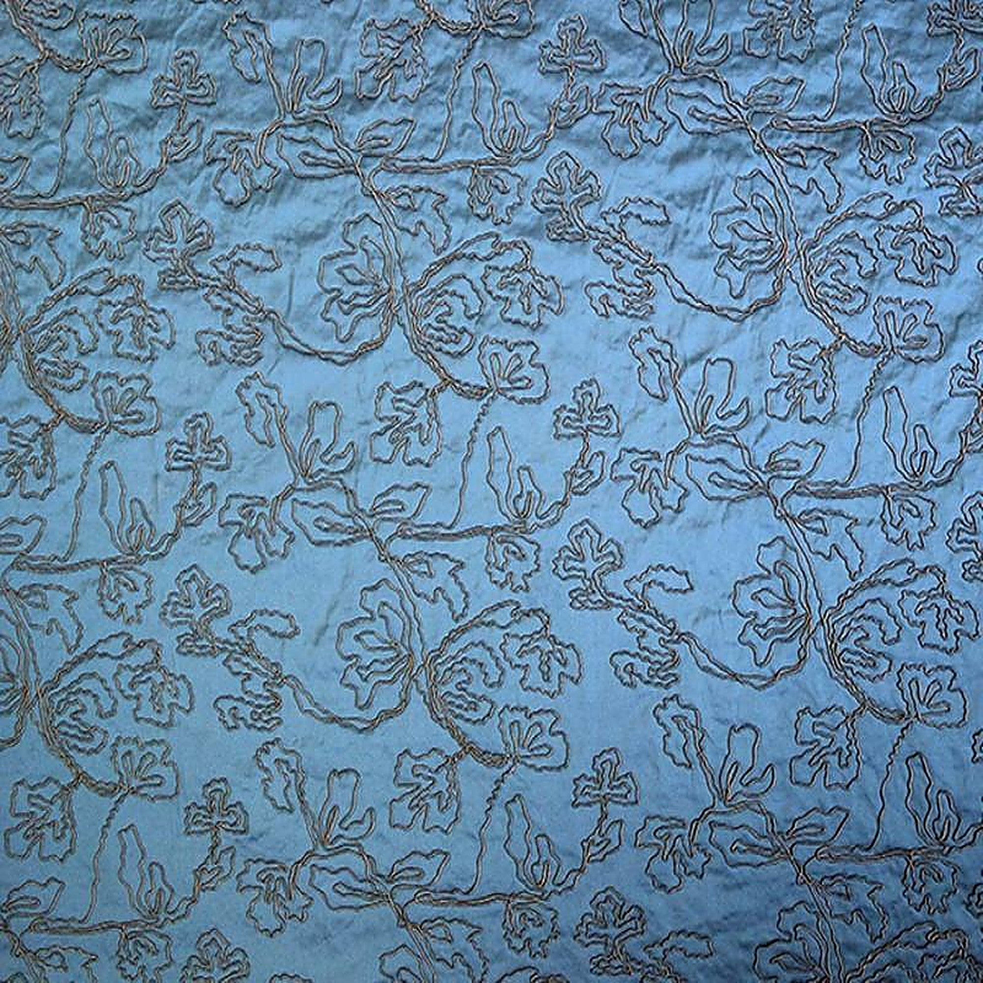 Dorsey Fabric in color Cerulean is a Abstract Floral Embroidered Fabric pattern good for Drapery & Curtain Fabric