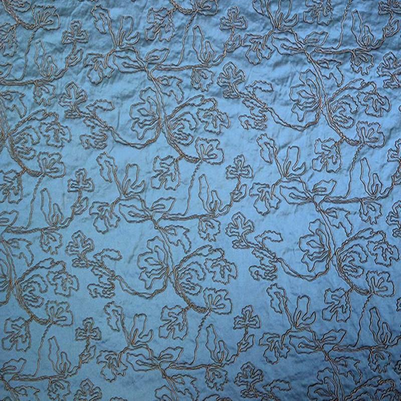 Dorsey Fabric in color Cerulean is a Abstract Floral Embroidered Fabric pattern good for Drapery & Curtain Fabric