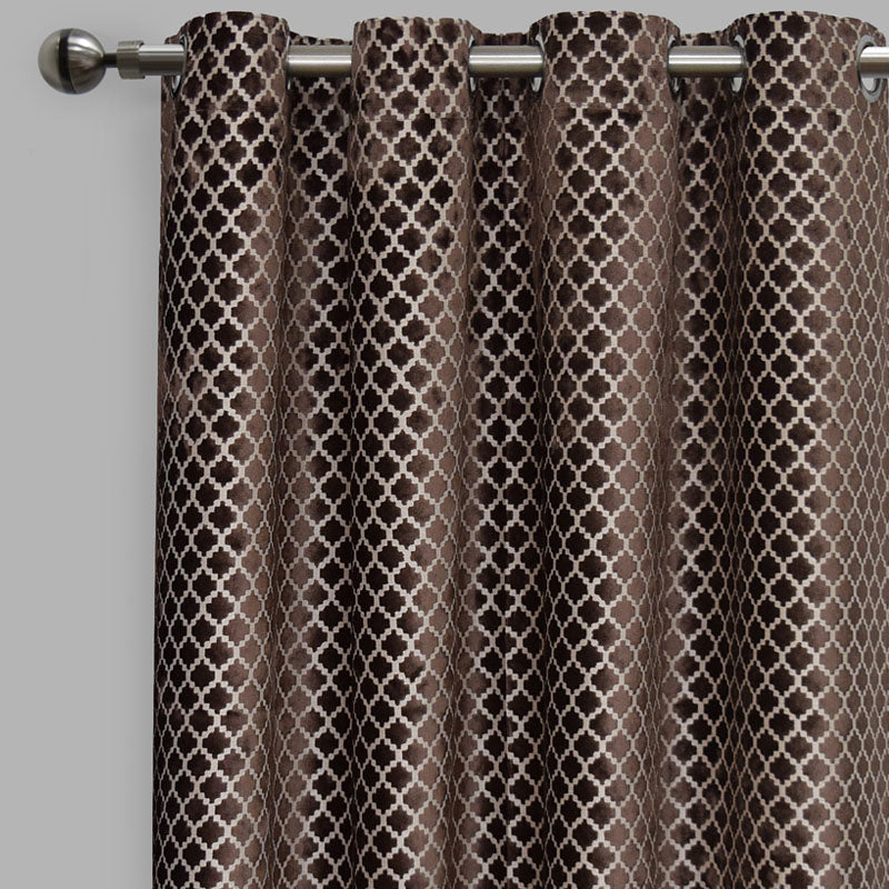 Central Curtain Panels | Geometric Cut Velvet