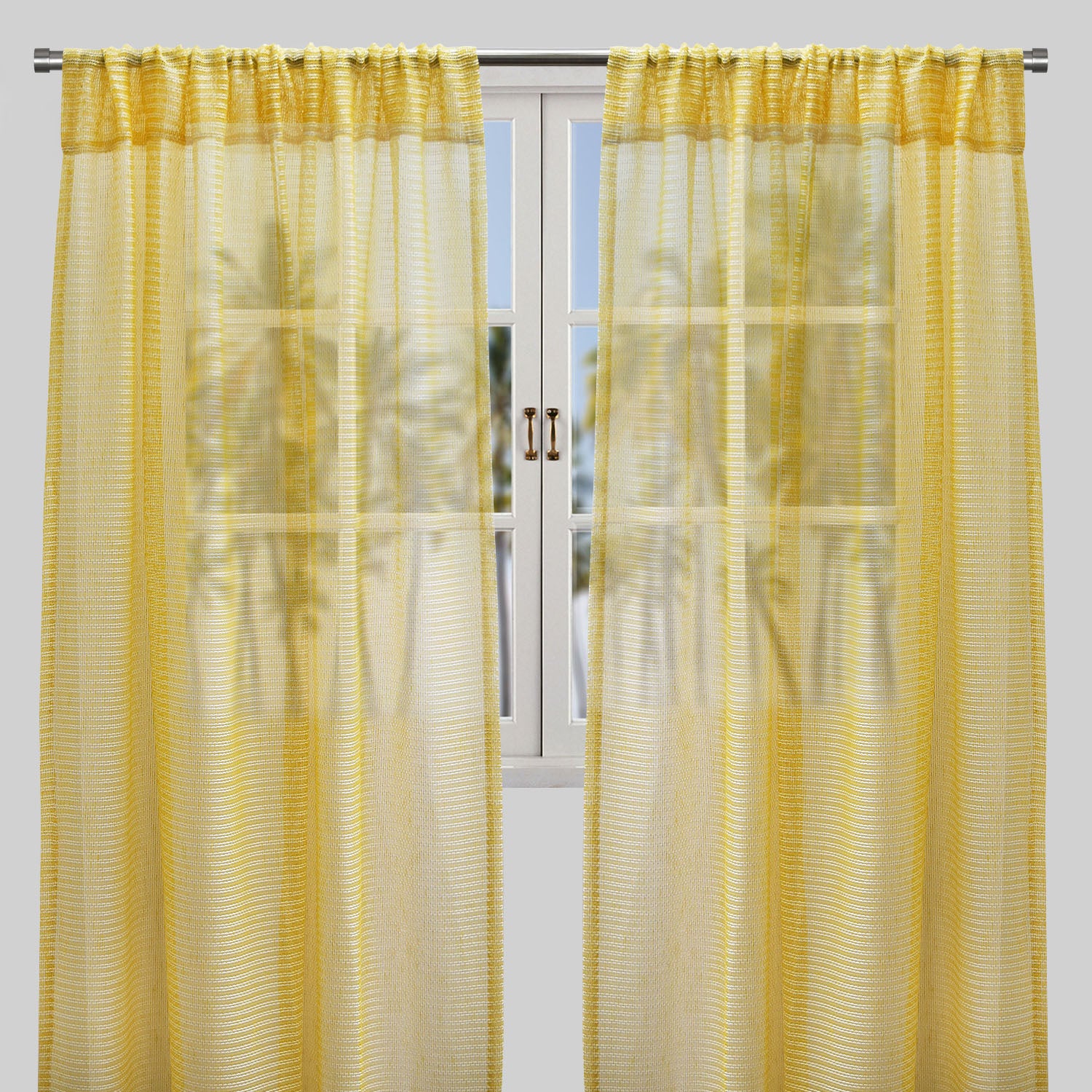 Ruby Curtain Panels | Striped Shiny Sheer
