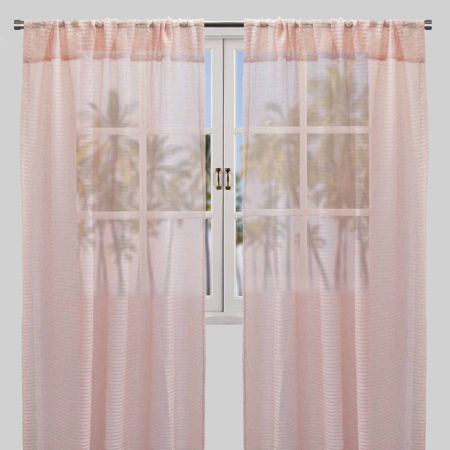 Ruby Curtain Panels | Striped Shiny Sheer