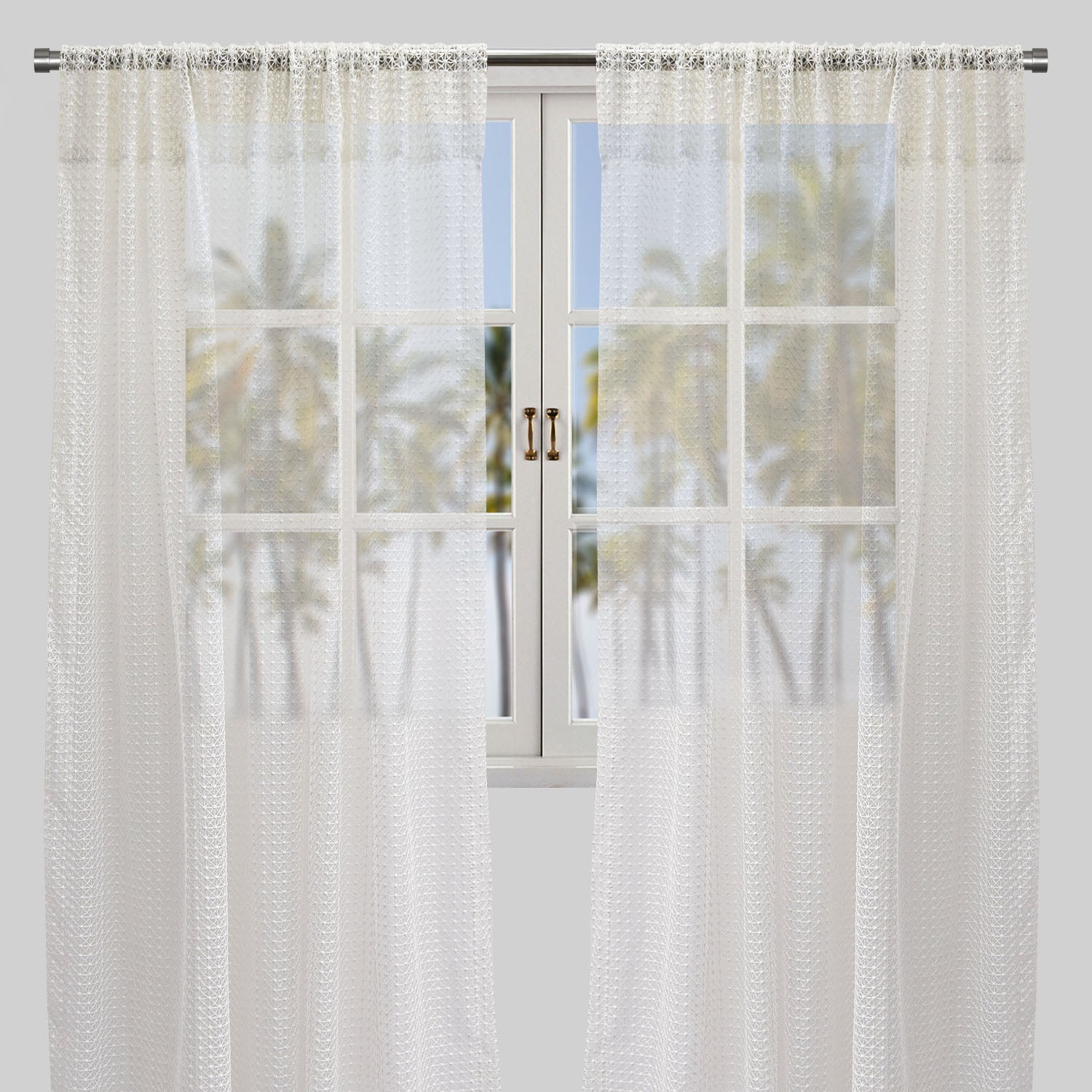 Stormy Curtain Panels | Geometric Net Like Sheer