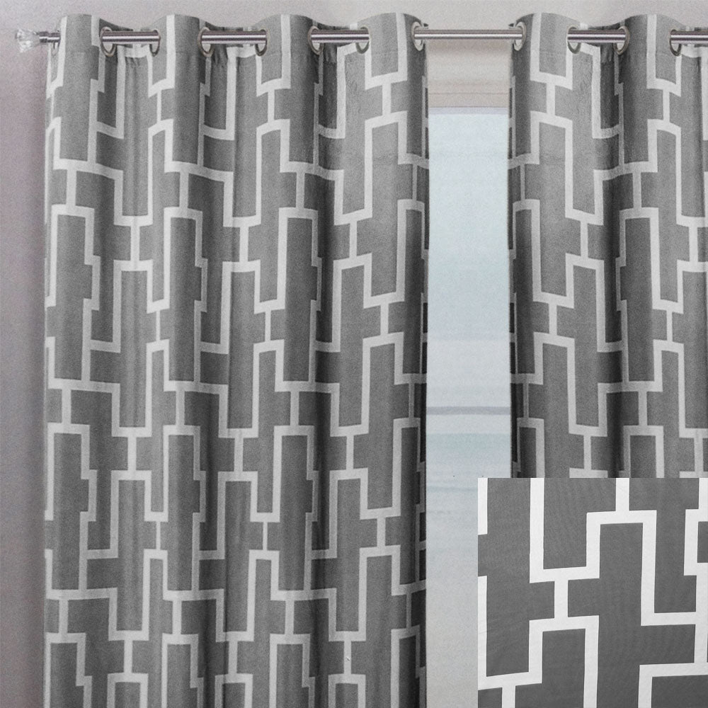 Waltz Curtain Panels | Geometric Jacquard Print
