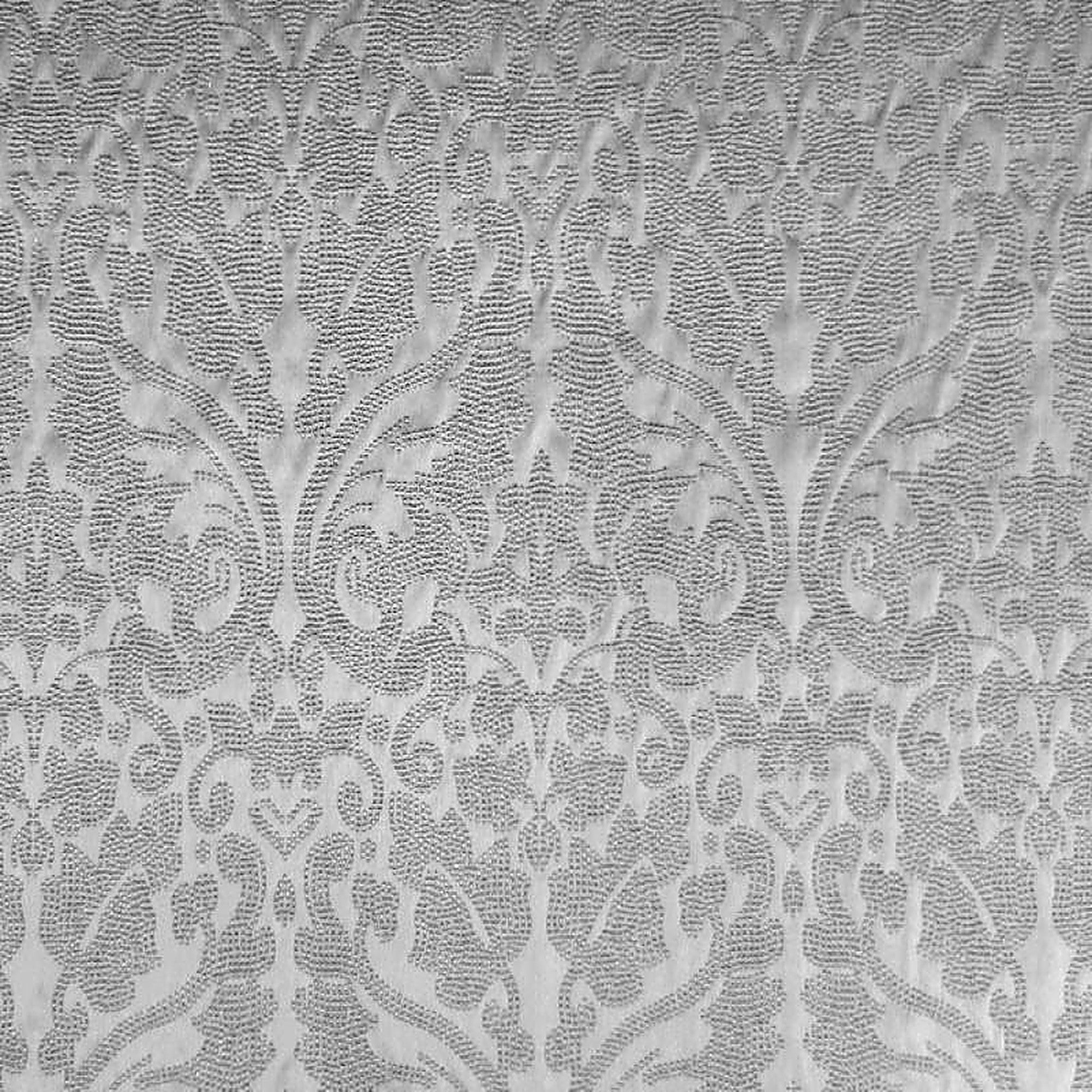 Eastern Fabric in color Silver is a Shiny Dotted Damask Fabric pattern good for Drapery & Curtain Fabric
