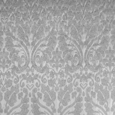 Eastern Fabric in color Silver is a Shiny Dotted Damask Fabric pattern good for Drapery & Curtain Fabric