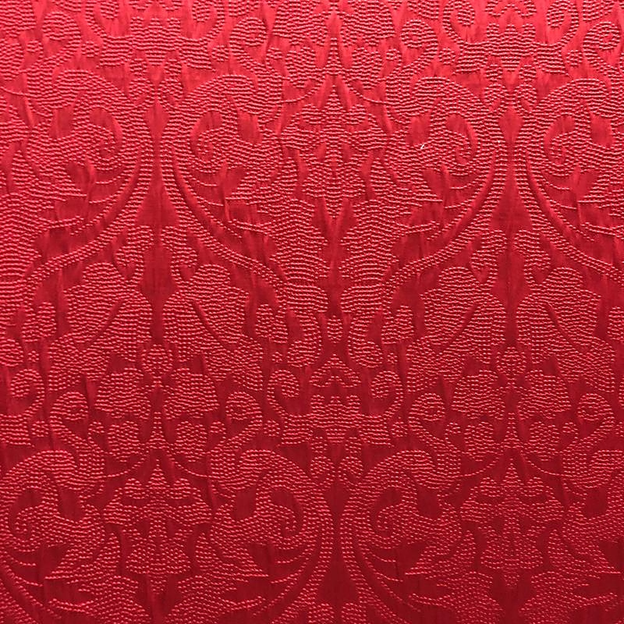 Eastern Fabric in color Cranberry is a Shiny Dotted Damask Fabric pattern good for Drapery & Curtain Fabric