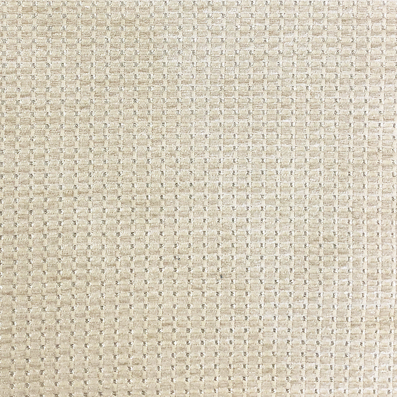 Elias Fabric in color Ecru is a Small Square Metallic Fabric pattern good for Drapery & Curtain Fabric and Upholstery Fabric