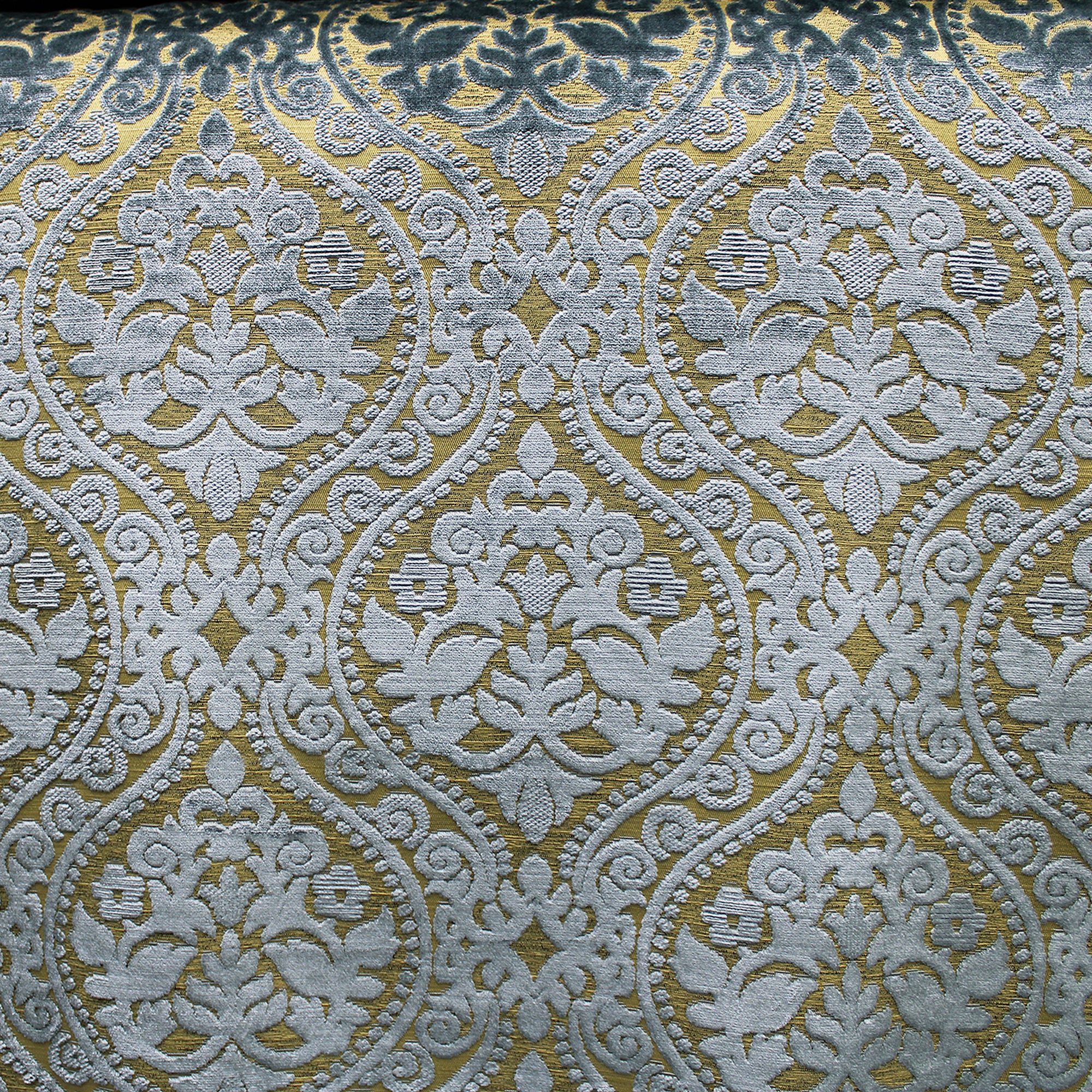 Gold Beige/Mist Crest Baroque Chenille Jacquard Decor Fabric