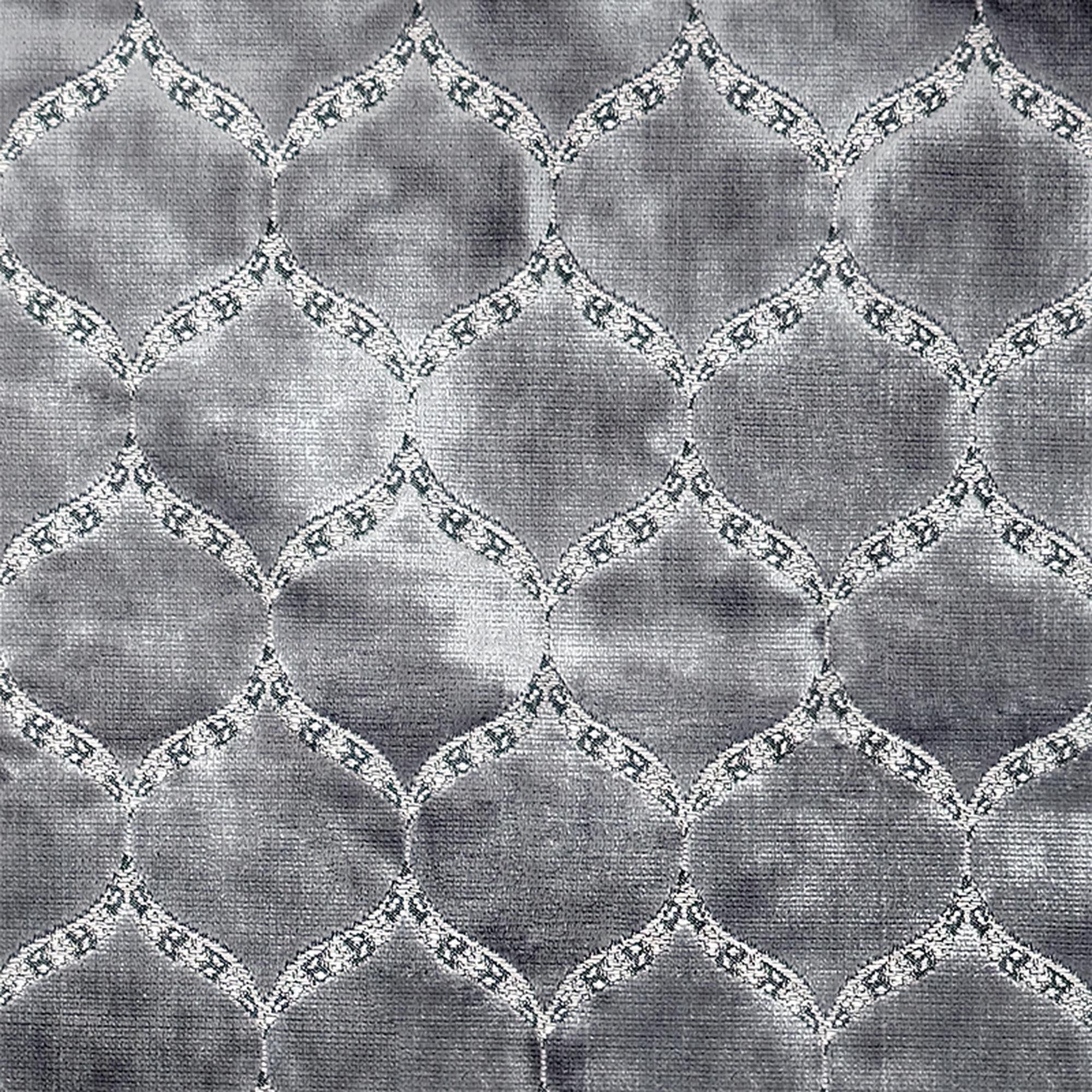 Eliza fabric in color Charcoal showcasing fabric medallion cut velvet upholstery fabric.