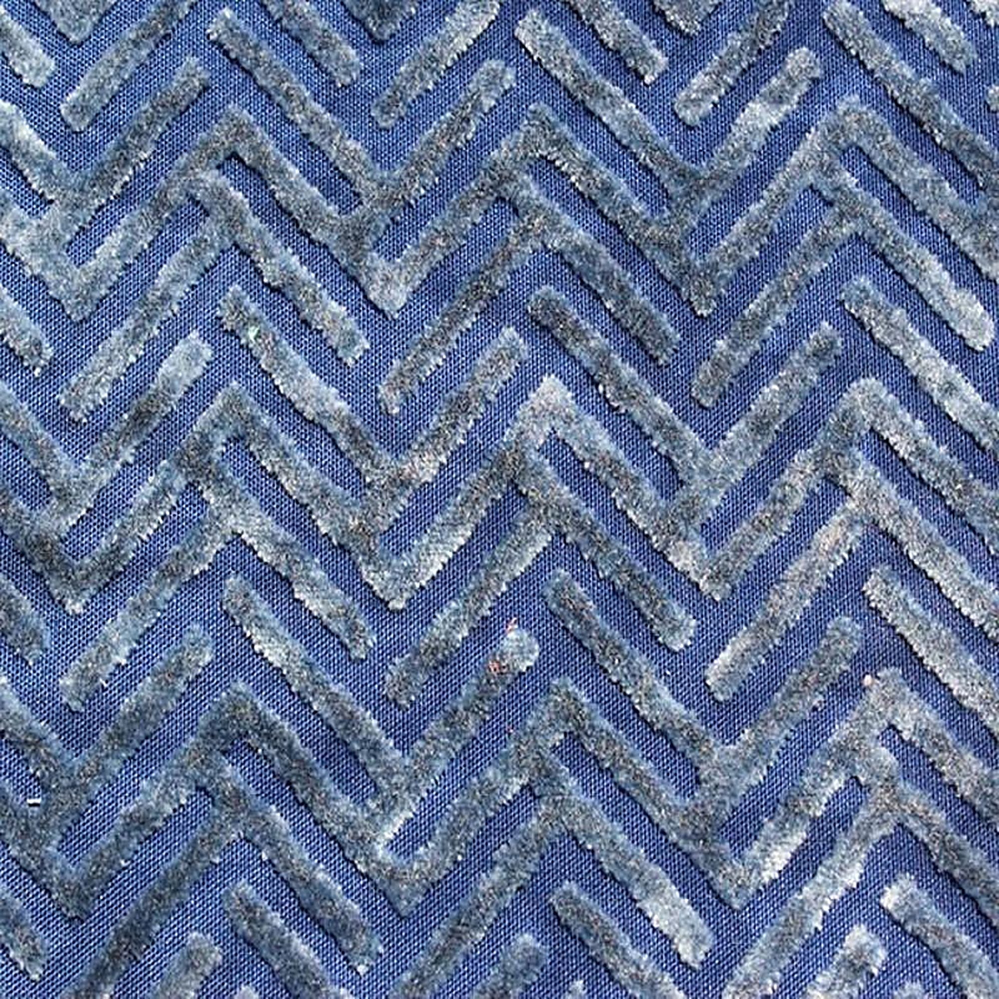 Emerson Fabric in color Sapphire is a Geometric Velvet Fabric pattern good for Drapery & Curtain Fabric and Upholstery Fabric