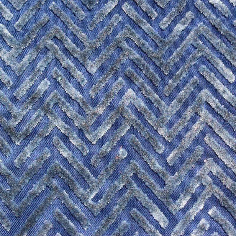 Emerson Fabric in color Sapphire is a Geometric Velvet Fabric pattern good for Drapery & Curtain Fabric and Upholstery Fabric