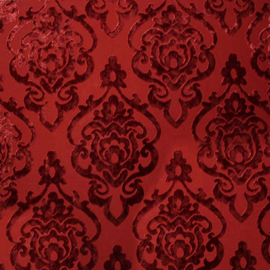 Evans Fabric in color Rust is a Damask Velvet Fabric pattern good for Drapery & Curtain Fabric and Upholstery Fabric