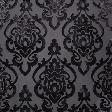 Evans Fabric in color Charcoal is a Damask Velvet Fabric pattern good for Drapery & Curtain Fabric and Upholstery Fabric