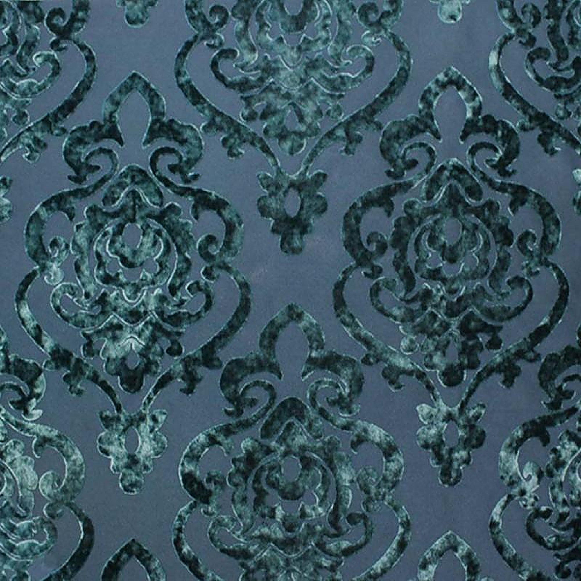 Evans Fabric in color Jade is a Damask Velvet Fabric pattern good for Drapery & Curtain Fabric and Upholstery Fabric