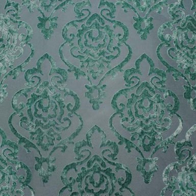 Evans Fabric in color Spa is a Damask Velvet Fabric pattern good for Drapery & Curtain Fabric and Upholstery Fabric