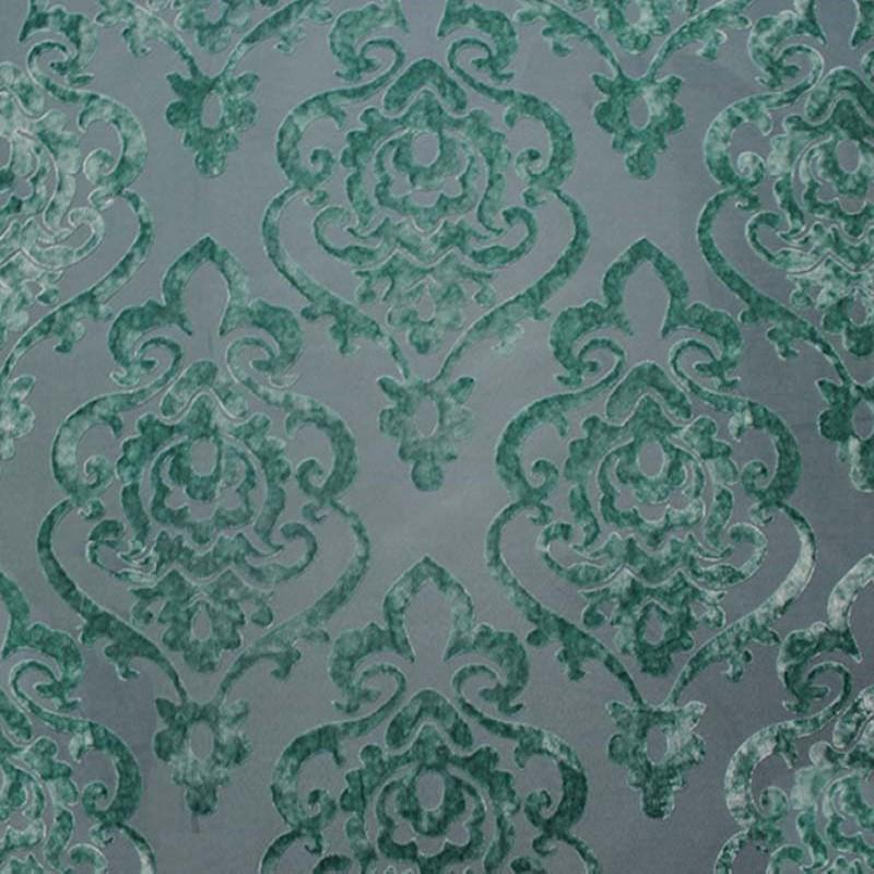 Evans Fabric in color Spa is a Damask Velvet Fabric pattern good for Drapery & Curtain Fabric and Upholstery Fabric