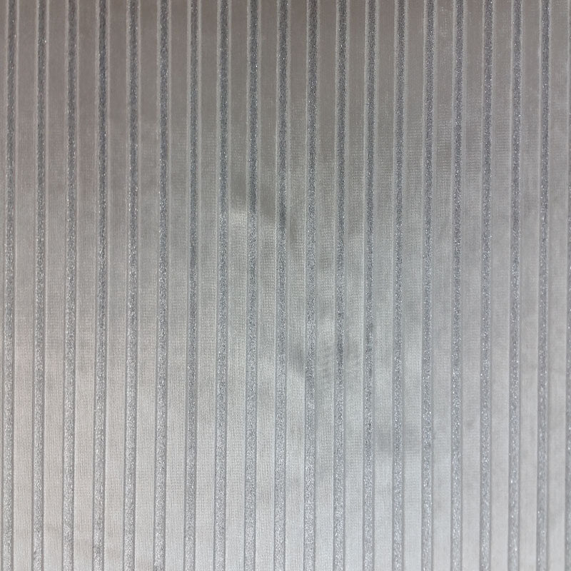 Flash Fabric in color White is a Metallic Stripe Velvet Fabric pattern good for Drapery & Curtain Fabric and Upholstery Fabric
