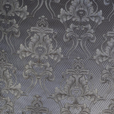 Giovani fabric in color Silver showcasing fabric elegant traditional damask drapery & curtain fabric.