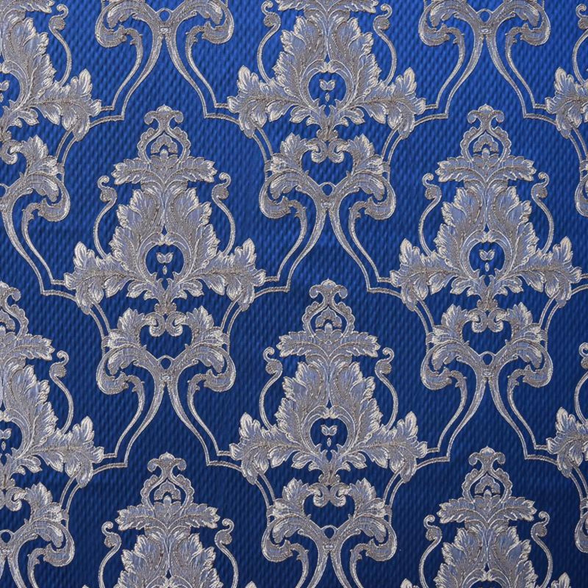 Giovani fabric in color Navy showcasing fabric elegant traditional damask drapery & curtain fabric.