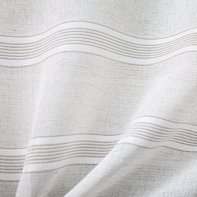 Washed Off White Striped Linen Fabric. Top Quality.