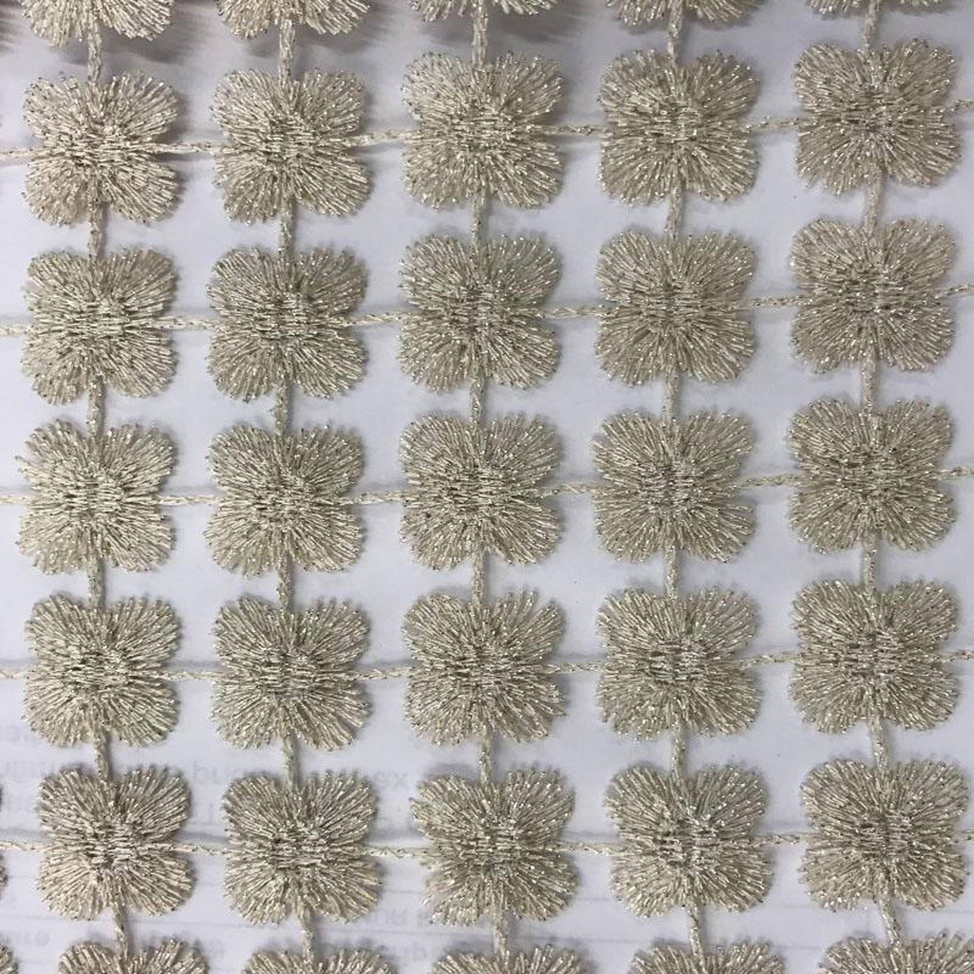 Groove fabric in color Eggshell showcasing fabric floral metallic sheer drapery & curtain fabric.