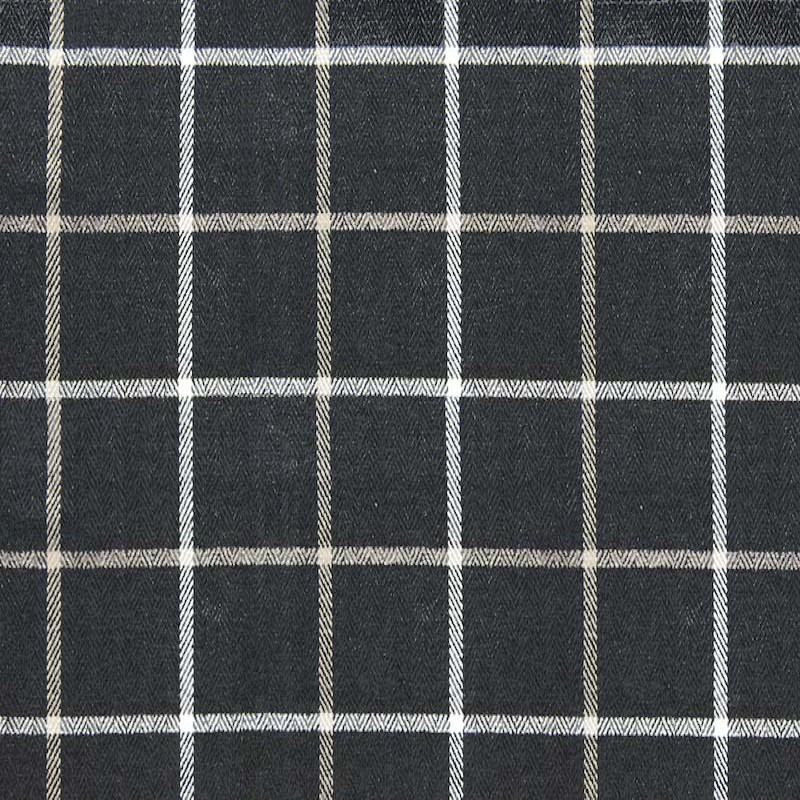Guetta Fabric in color Ebony is a Plaid Chenille Fabric pattern good for Drapery & Curtain Fabric and Upholstery Fabric