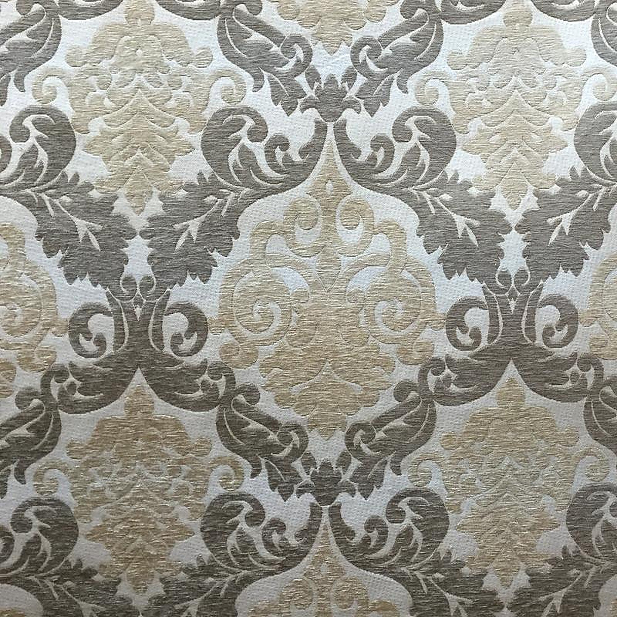 Hannah Fabric in color Taupe is a Two-Toned Damask Fabric pattern good for Upholstery Fabric