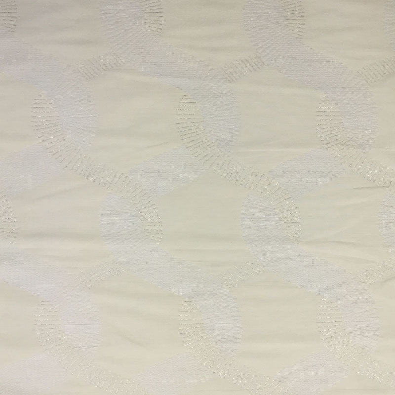 Jill Fabric in color White is a Metallic Base Snake-Like Pattern pattern good for Drapery & Curtain Fabric