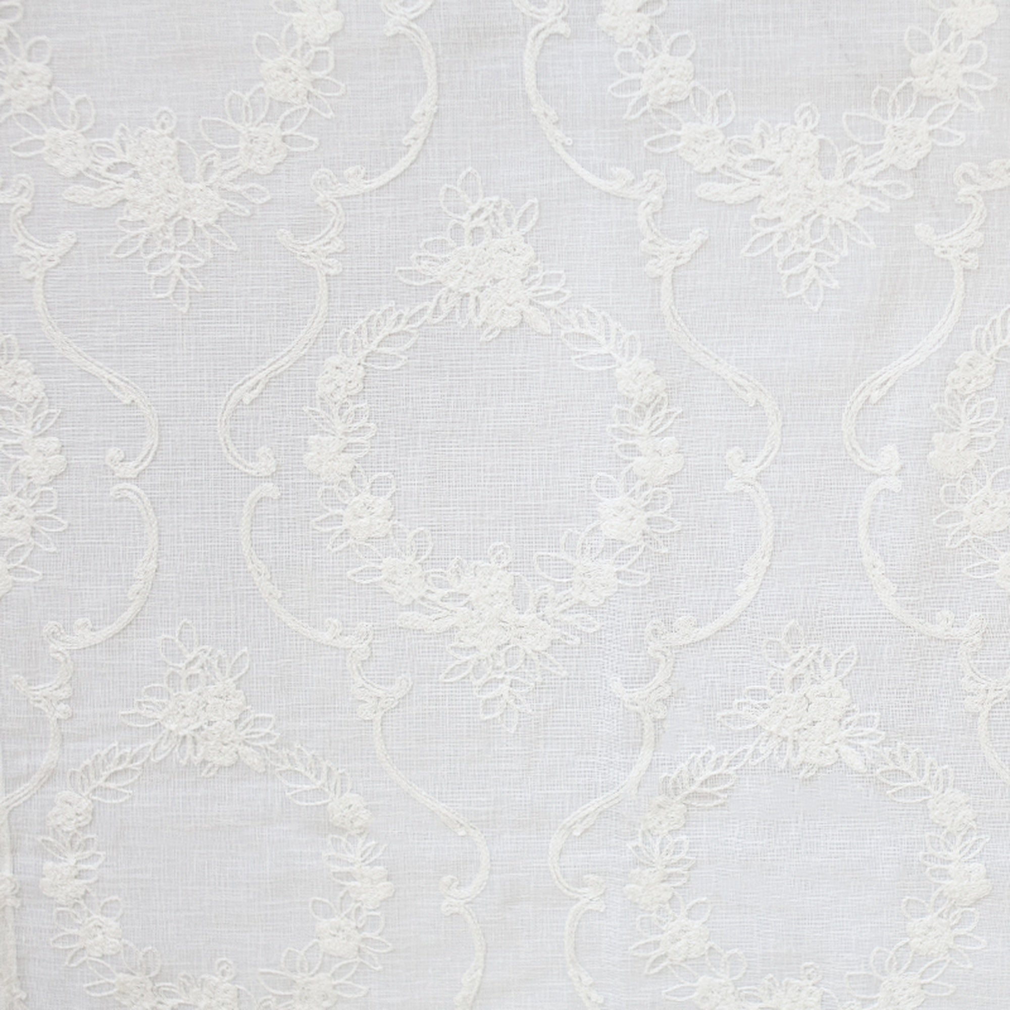 Kelly Fabric in color White is a Embroidered Floral Sheer Fabric pattern good for Drapery & Curtain Fabric