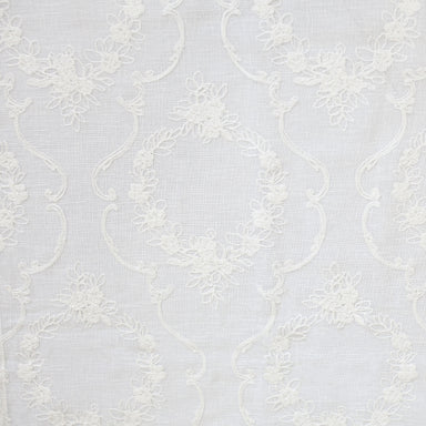 Kelly Fabric in color White is a Embroidered Floral Sheer Fabric pattern good for Drapery & Curtain Fabric