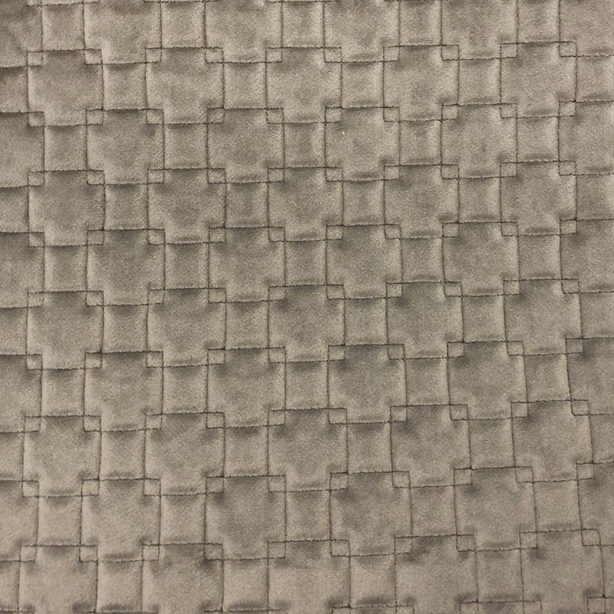 Kerry fabric in color Gray showcasing fabric quilt square velvet w/ backing upholstery fabric.